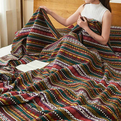 Cotton Gauze Quilt | Retro Ethnic Design | Full, Queen, King Sizes