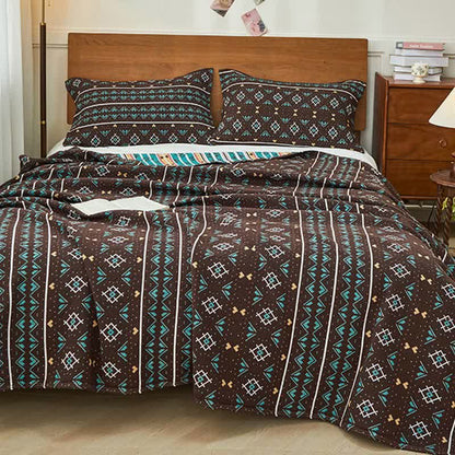 Boho Quilt Set | Cotton Gauze | 1 Quilt & 2 Pillow Towels