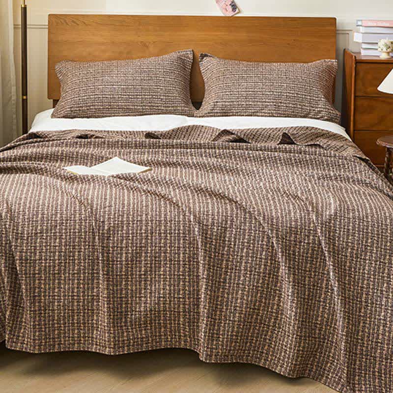 Plaid Quilt Set | Cotton Gauze | Coverlet & 2 Pillow Towels