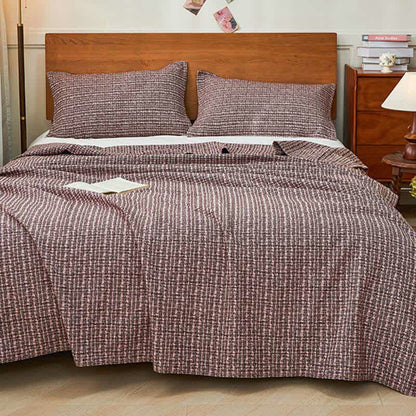 Plaid Quilt Set | Cotton Gauze | Coverlet & 2 Pillow Towels