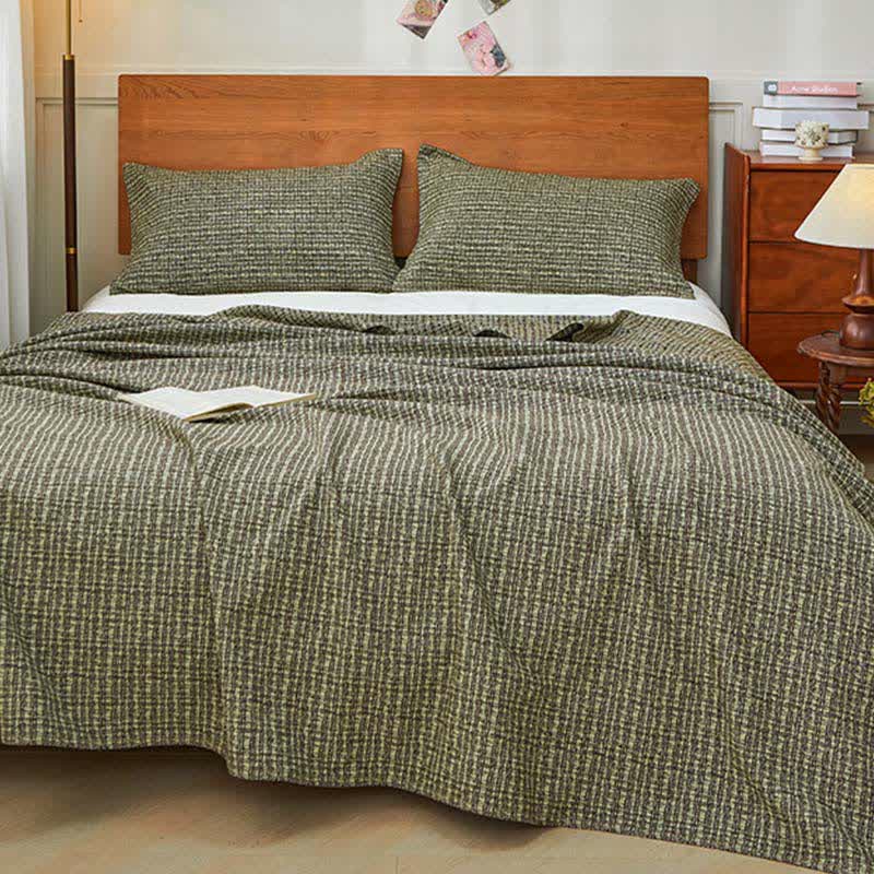 Plaid Quilt Set | Cotton Gauze | Coverlet & 2 Pillow Towels