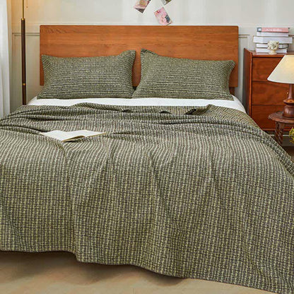 Plaid Quilt Set | Cotton Gauze | Coverlet & 2 Pillow Towels
