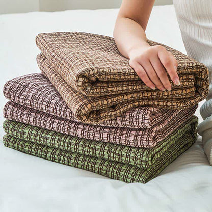 Plaid Quilt Set | Cotton Gauze | Coverlet & 2 Pillow Towels