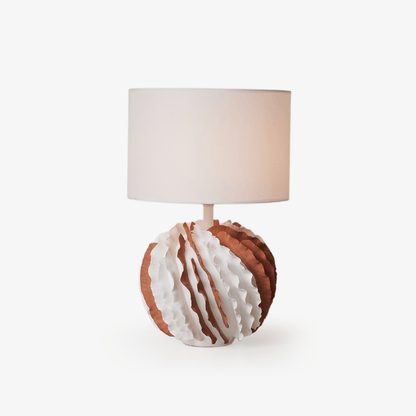 Table Lamp | Terracotta & White Ceramic | 33cm Diameter