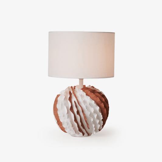 Table Lamp | Terracotta & White Ceramic | 33cm Diameter