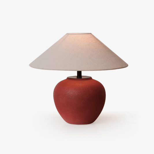 Terra Rouge Table Lamp | Red Ceramic Base | Linen Shade