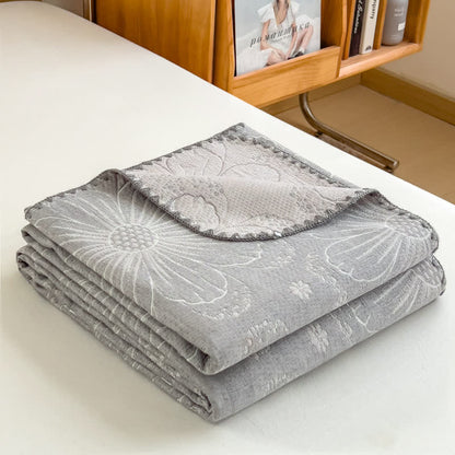 Cotton Gauze Coverlet | Reversible Floral Design | Twin, Full, Queen Sizes