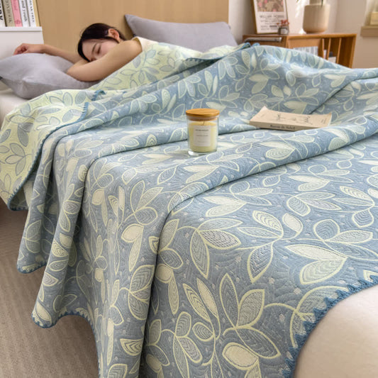 Cotton Reversible Coverlet | Elegant Leaf Pattern | Twin, Full, Queen Sizes