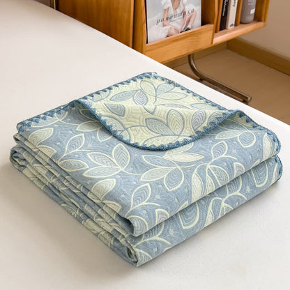 Cotton Reversible Coverlet | Elegant Leaf Pattern | Twin, Full, Queen Sizes