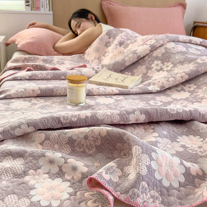 Reversible Cotton Coverlet | Floral Print | Twin, Full & Queen Sizes