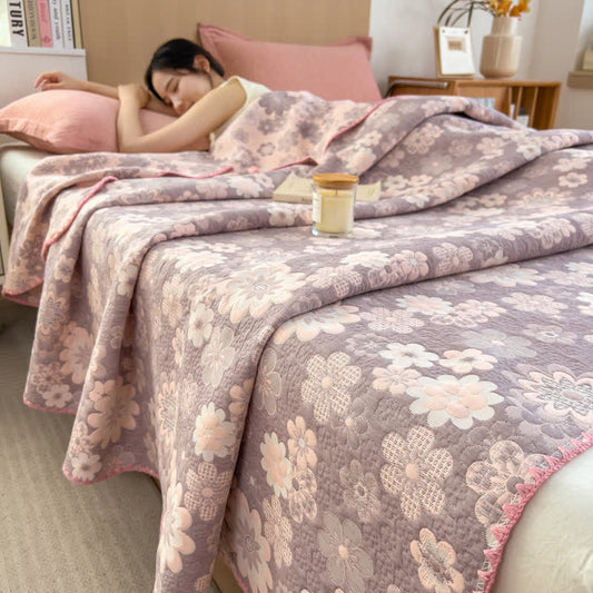 Reversible Cotton Coverlet | Floral Print | Twin, Full & Queen Sizes