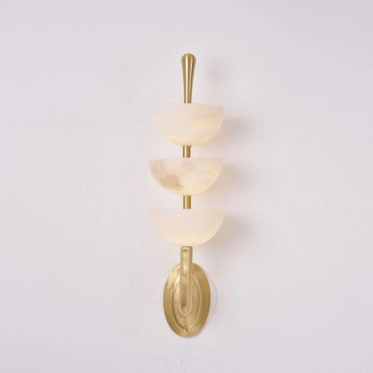 Alabaster Wall Sconce | Brass Frame & Alabaster Shades | Set of 2