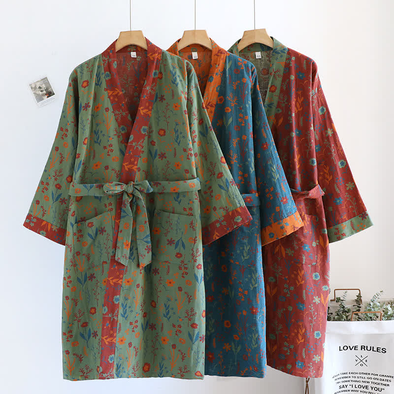 Bathrobe | Vintage Floral Jacquard Cotton | Relaxed Fit