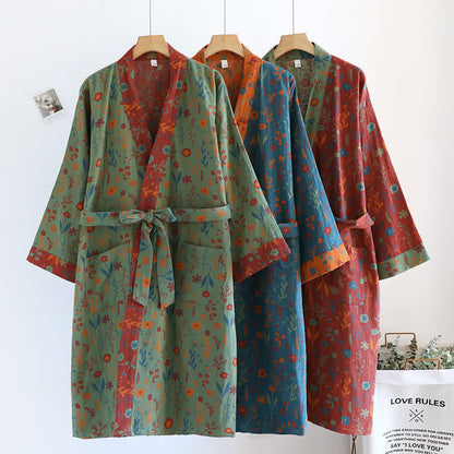 Bathrobe | Vintage Floral Jacquard Cotton | Relaxed Fit