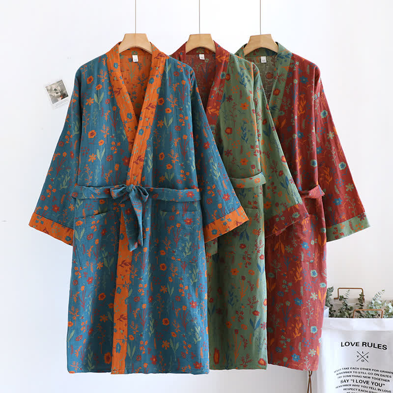 Bathrobe | Vintage Floral Jacquard Cotton | Relaxed Fit