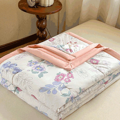 Floral Cotton Summer Quilt | Double Layer Gauze | Twin, Full, Queen, King Sizes