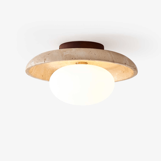 Lunaro Ceiling Lamp | Travertine & Glass | White