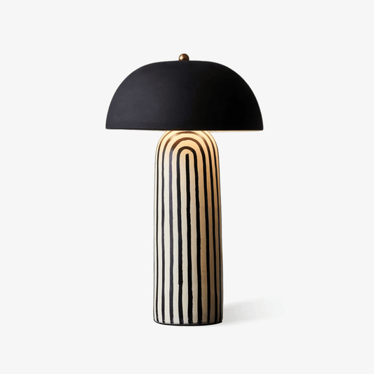 Stria Table Lamp | Hand-Painted Ceramic | Black & White