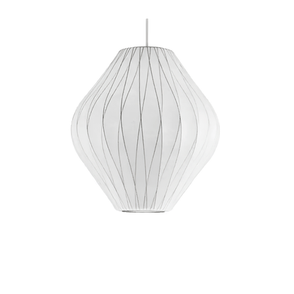 Nelson Bubble Pendant Lamp | Mulberry Silk & Steel | White