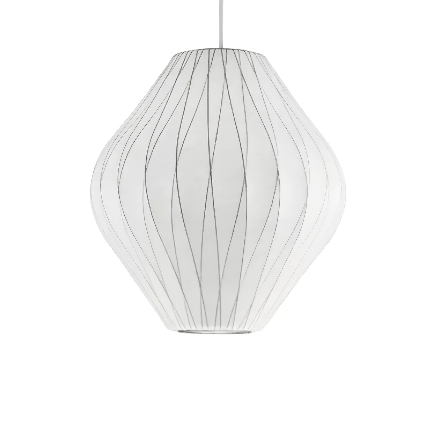 Nelson Bubble Pendant Lamp | Mulberry Silk & Steel | White