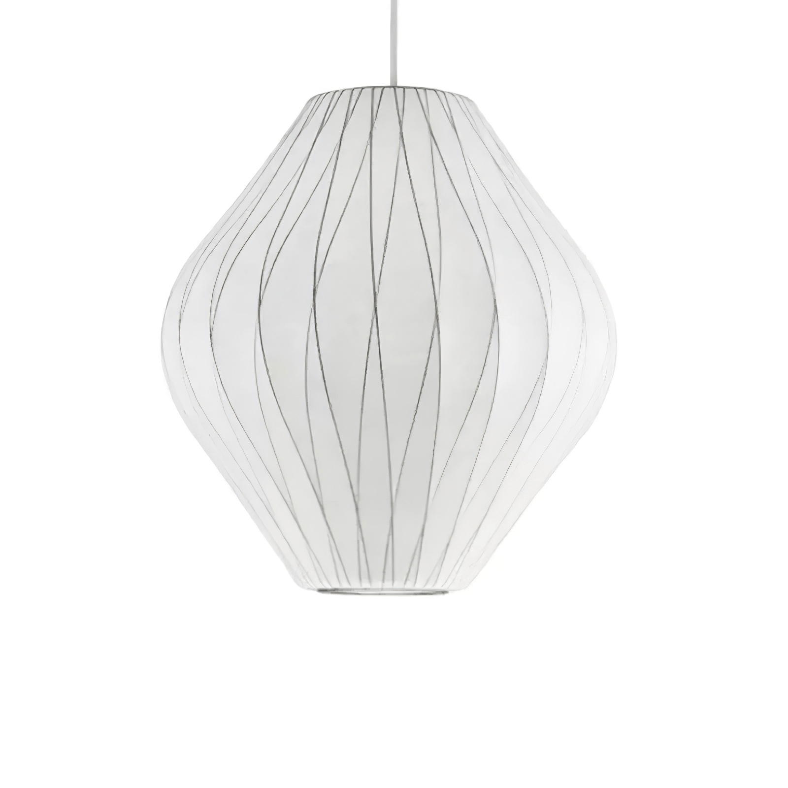 Nelson Bubble Pendant Lamp | Mulberry Silk & Steel | White