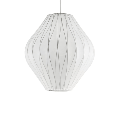 Nelson Bubble Pendant Lamp | Mulberry Silk & Steel | White