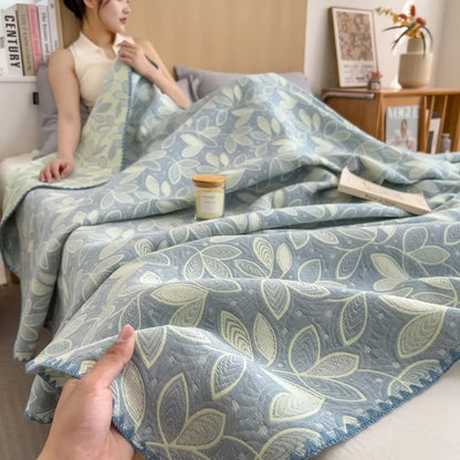 Cotton Reversible Coverlet | Elegant Leaf Pattern | Twin, Full, Queen Sizes