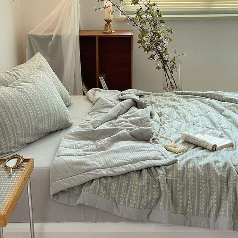 Cotton Jacquard Summer Quilt | Eco-Friendly Lightweight | Full/Queen/King Sizes