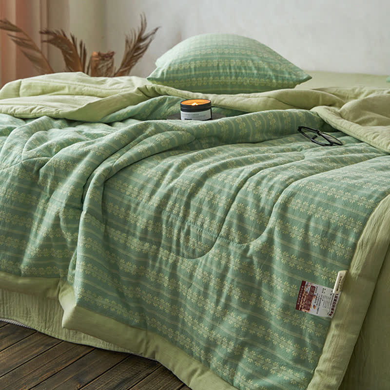 Cotton Jacquard Summer Quilt | Eco-Friendly Lightweight | Full/Queen/King Sizes