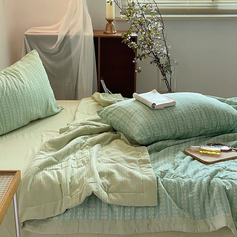Cotton Jacquard Summer Quilt | Eco-Friendly Lightweight | Full/Queen/King Sizes