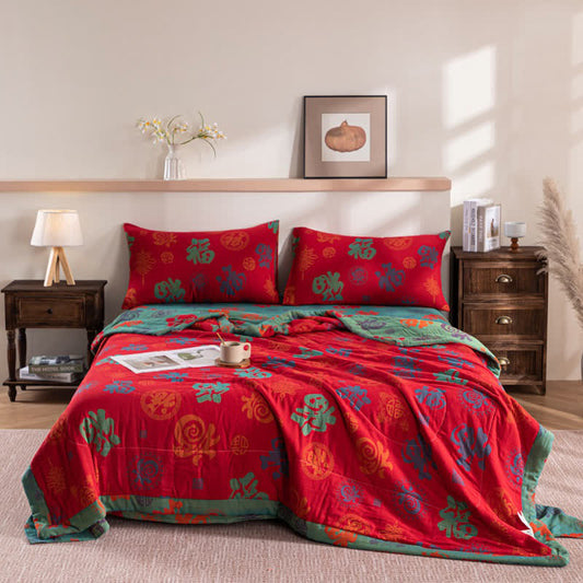 Cotton Summer Quilt | Retro Print | Twin, Full, Queen, King Options