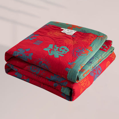 Cotton Summer Quilt | Retro Print | Twin, Full, Queen, King Options
