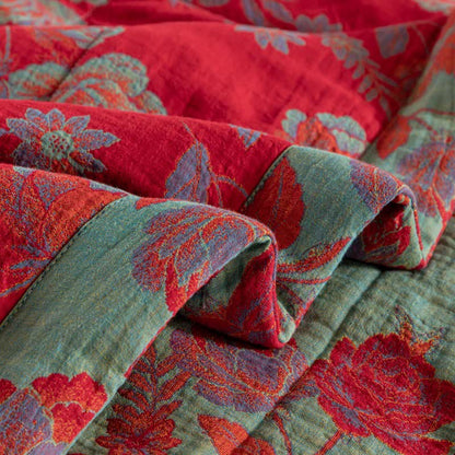 Retro Floral Cotton Summer Quilt | Double-Layer Design | Available in Twin, Full, Queen, King Sizes