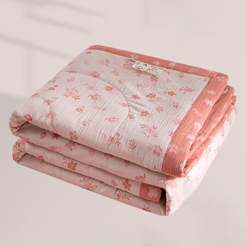 Floral Cotton Summer Quilt | Double-Layer Design | Twin, Full, Queen, King Sizes