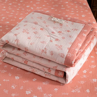 Floral Cotton Summer Quilt | Double-Layer Design | Twin, Full, Queen, King Sizes