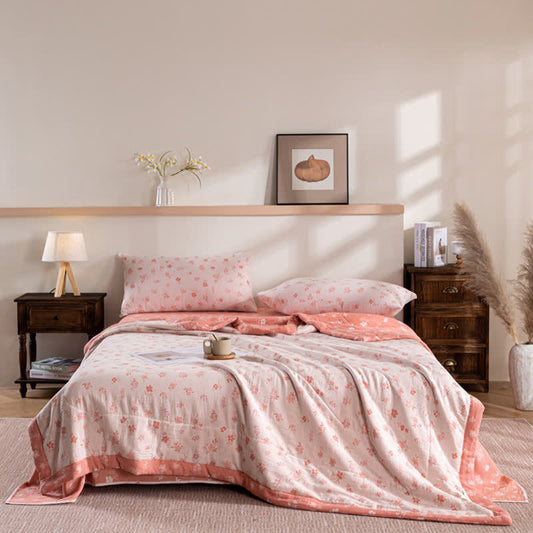 Floral Cotton Summer Quilt | Double-Layer Design | Twin, Full, Queen, King Sizes