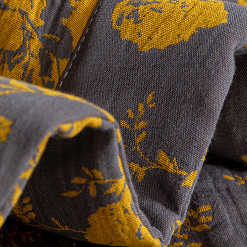 Floral Cotton Summer Quilt | Double-Layer Design | Yellow | Twin, Full, Queen, King Sizes