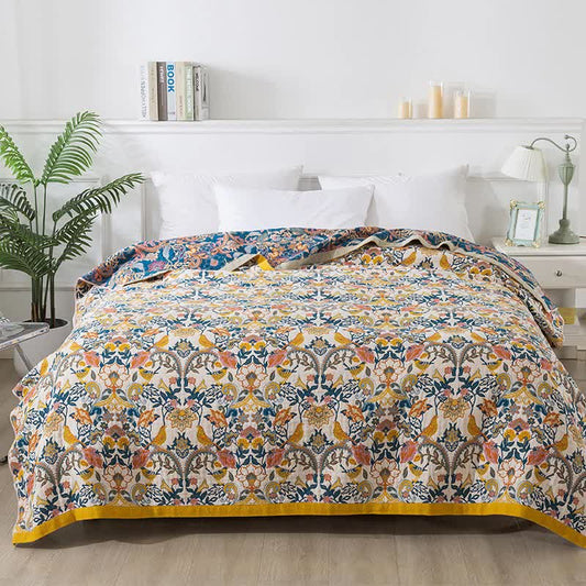 Bohemian Cotton Gauze Reversible Quilt | Eco-Friendly Design | Full Size 59"x79"