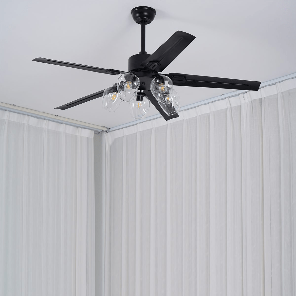 Ceiling Fan Light | Black Metal | 42/48/52 inch
