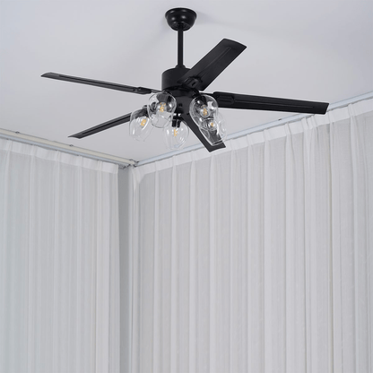 Ceiling Fan Light | Black Metal | 42/48/52 inch