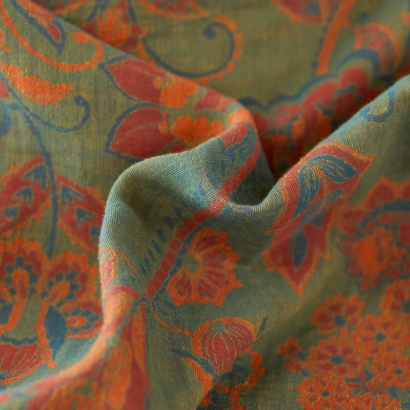 Retro Floral Twin Cotton Coverlet | Reversible Design