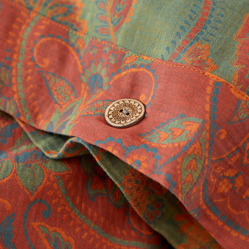 Retro Floral Twin Cotton Coverlet | Reversible Design