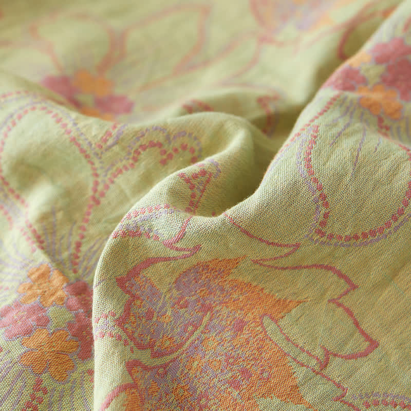 Cotton Gauze Coverlet | Reversible Floral Design | Twin Size