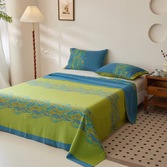 Landscape Print Coverlet | Soft Cotton Gauze | Multiple Sizes Available