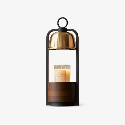 Lunara Candle Warmer Lamp | Wood, Brass | Gold, Walnut, Black