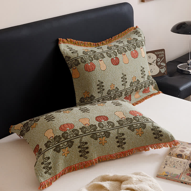 Pumpkin Print Four-layer Cotton Gauze Tassel Quilt