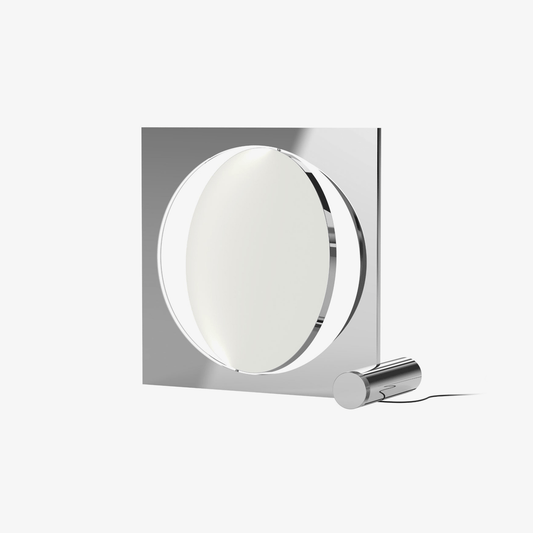 Eclipse Mirror Table Lamp | Bright Stainless Steel | L 60cm x H 60cm