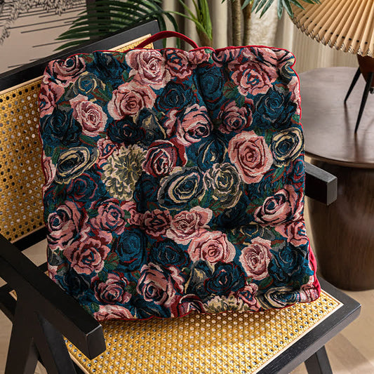 Vintage Rose Floor Cushion | Polyester with Polypropylene Cotton Fill | 17" x 17"