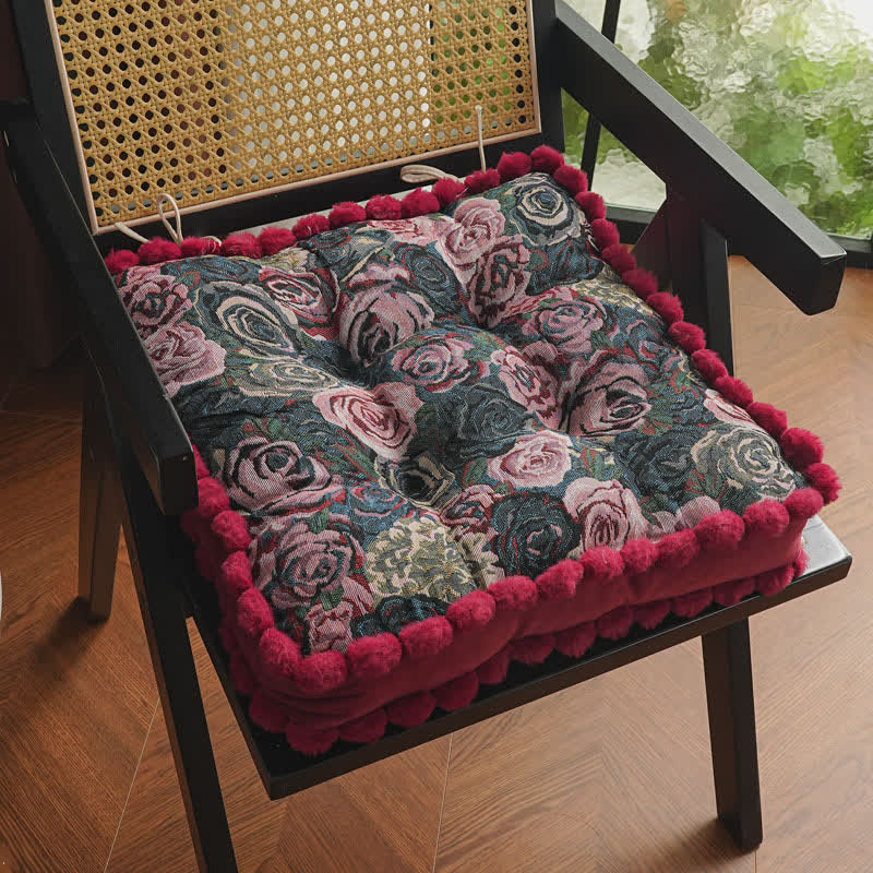 Vintage Rose Floor Cushion | Polyester with Polypropylene Cotton Fill | 17" x 17"