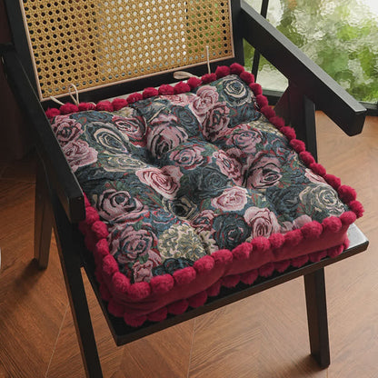 Vintage Rose Floor Cushion | Polyester with Polypropylene Cotton Fill | 17" x 17"
